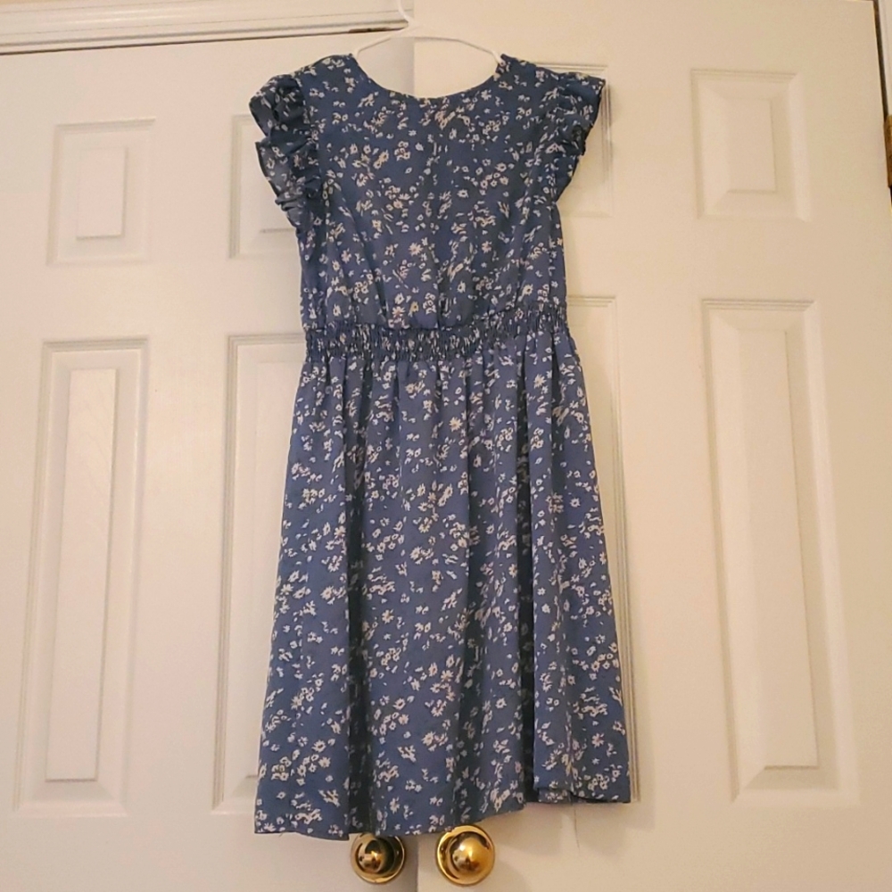 Blue and white flower print dress